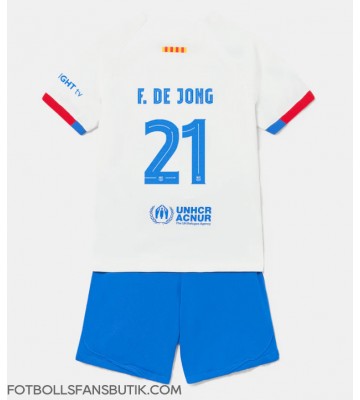 Barcelona Frenkie de Jong #21 Replika Bortatröja Barn 2023-24 Kortärmad (+ Korta byxor)